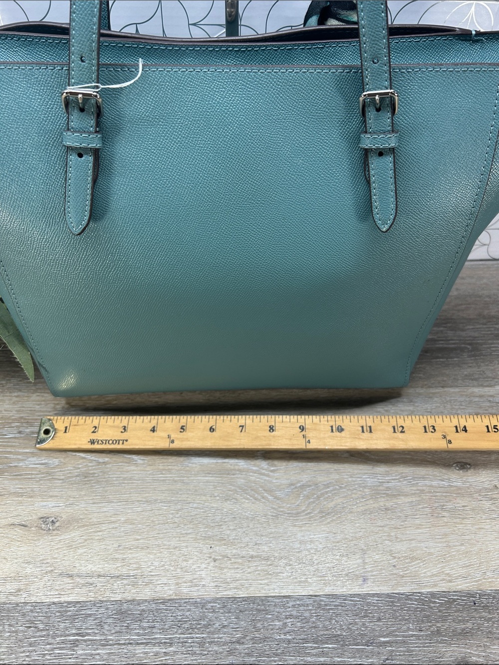 3674 Coach Teal Leather large Tote Bag 267023674 - Picture 11 of 15
